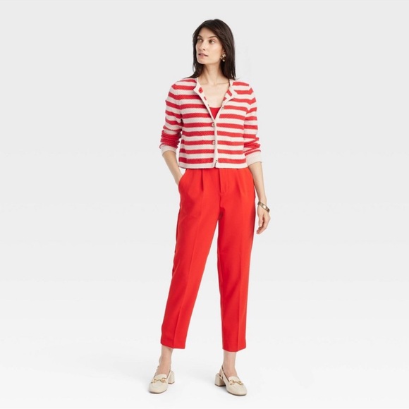 Women's Lady Cardigan - A New Day Red Striped - Picture 2 of 5